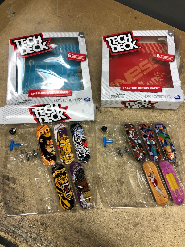 Photo 2 of *Opened Packaging - Some Missing* TECH DECK, Sk8shop Fingerboard Bonus Pack, Collectible and Customizable Mini Skateboards, Kids Toys for Ages 6 and up (Styles May Vary)
