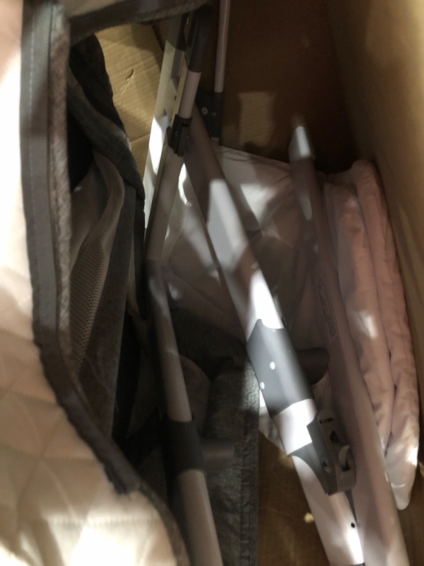 Photo 1 of PARTS ONLY; MIISSING MANUAL***Simmons Kids By The Bed City Sleeper Bassinet for Twins - Adjustable Height Portable Crib with Wheels & Airflow Mesh, Grey Tweed