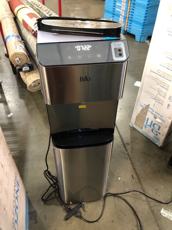 Photo 2 of Brio Moderna Touchless Bottom Load Water Cooler Dispenser - Self-Cleaning, Motion Sensor, Tri Temp Dispense, Child Safety Lock, Holds 3 or 5 Gallon Bottles, Digital Display and LED Light Stainless Steel Touchless