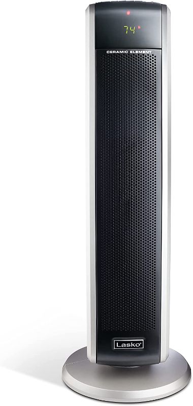 Photo 1 of **TESTED POWERED ON**Lasko 29” Ceramic Tower Heater for Large Rooms, Whole Room Heating with Oscillation, Overheat Protection, Digital Display, Timer, 1500W, Black, 5586