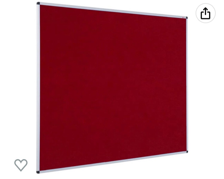 Photo 1 of BENT FRAME; DAMAGED BACK***VIZ-PRO Notice Board Felt Burgundy, 36 X 24 Inches, Silver Aluminium Frame