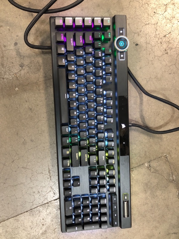 Photo 2 of Corsair K100 RGB Optical-Mechanical Gaming Keyboard - Corsair OPX RGB Optical-Mechanical Keyswitches - AXON Hyper-Processing Technology for 4X Faster Throughput - 44-Zone RGB LightEdge Optical Gaming Keyboard