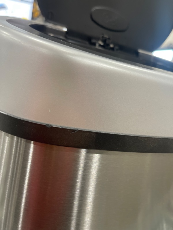 Photo 5 of NINESTARS DZT-12-9 Automatic Touchless Infrared Motion Sensor Trash Can, 3 Gal. 12 L., Stainless Steel (Oval, Silver/Black Lid) & Hefty Small Garbage Bags, Flap Tie, 4 Gallon, 26 Count Sensor Trash Can + Garbage Bags