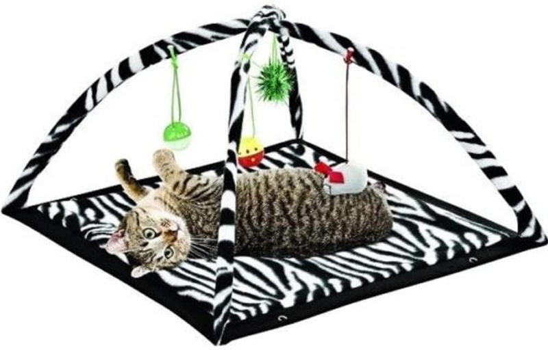 Photo 1 of **used**
Zebra Print Cat Play Tent Dangle Toys Pets Sleep Play Bed Pad Cushion Kitten Fun
