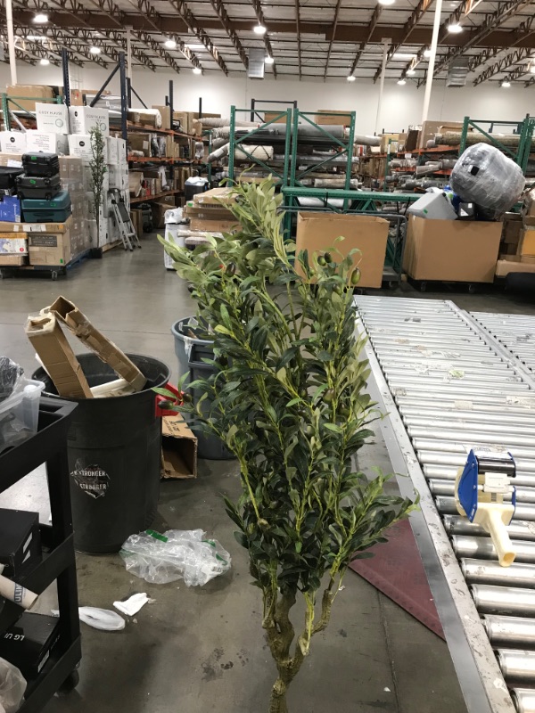 Photo 2 of **used-bent**
Aveyas 6ft Artificial Olive Tree in Cemented Plastic Pot, 6 feet Tall Large Fake Silk Trees Faux Topiary Fruit Potted Plants for Indoor Outdoor Office House Bedroom Living Room Home Modern Decor(72in)