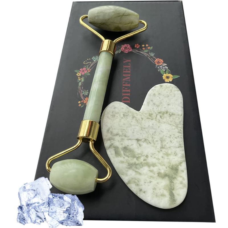Photo 1 of DIFFMELY Jade Roller GuaSha Skincare - Gua sha tools, Face Ice Rollers, Skin care gift
, FACTORY SEALED