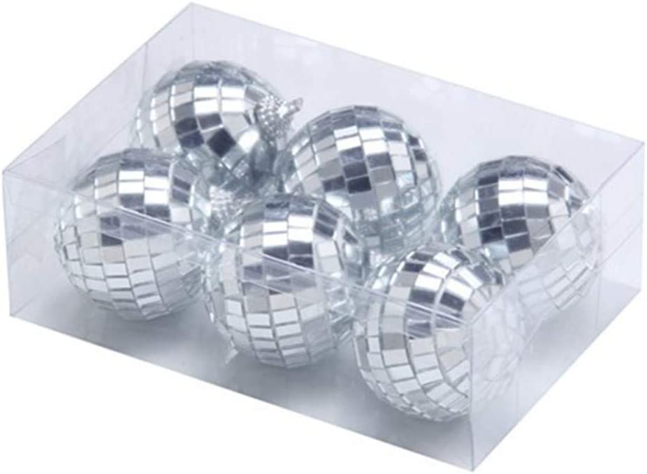 Photo 1 of 2 COUNT OF 6 Pcs 2 Inch Disco Ball Mirror Party Christmas Xmas Tree Ornament and Cake Decoration with Cosmos Fastening Strap

