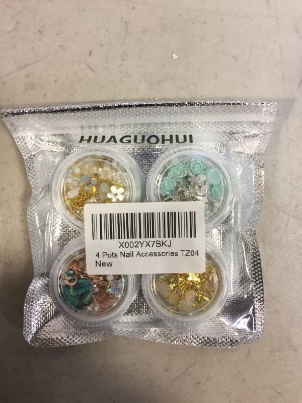 Photo 2 of HUAGUOHUI 4 Boxes Nail Art Decorations Accessories Set 3D Resin Flower Nail Charms Nails Accesorios Nail Rhinestones Crystals Gems Shell fragments Pearl Manicure Nail Supplies For Professionals Decor

