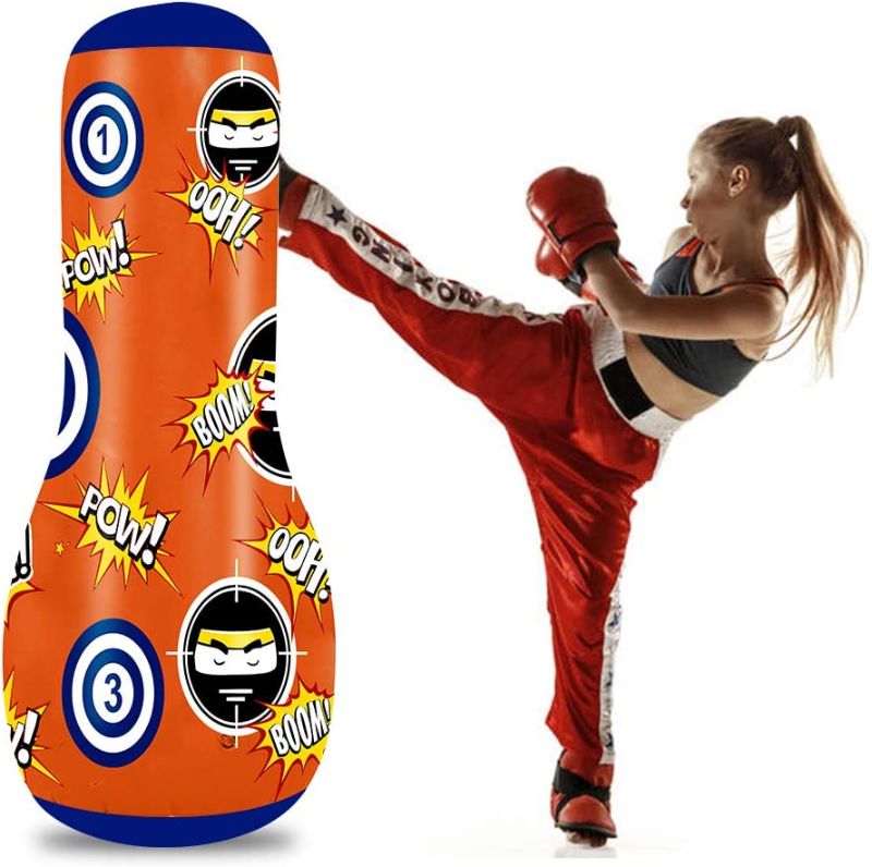 Photo 1 of 47inch Inflatable Punching Bag for Kids, Boxing Bag for Kids and Adults, Kids Punching Bag with Stand Bounce Back, Free Standing Boxing Bag Youth Boxing Bag (Athletic)
