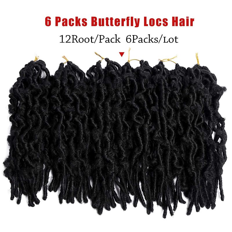Photo 2 of 12 Inch Butterfly Locs Crochet Hair Beyond Beauty's Distressed Locs Knotless Crochet Hair 6 Packs Pre-Twisted Butterfly Locs Hair (12 Inch, 1B)
