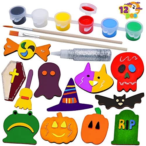 Photo 1 of 2 COUNT Halloween Craft, Kid Wooden Magnet Creativity Arts & Crafts Painting Kit, Decorate Your Own for Kids Paint Gift, DIY Halloween Painting Craft Family G
