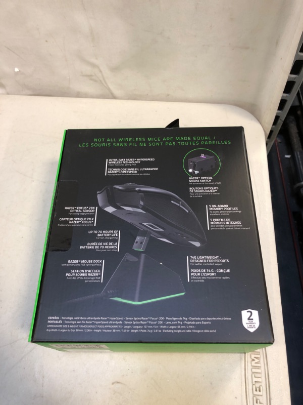 Photo 4 of Razer Viper Ultimate Hyperspeed Lightweight Wireless Gaming Mouse & RGB Charging Dock: Fastest Gaming Mouse Switch - 20K DPI Optical Sensor - Chroma Lighting - 8 Programmable Buttons - 70 Hr Battery Classic Black Mouse + Dock (factory sealed)