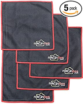 Photo 1 of (5-Pack) Nikonites Premium Microfiber Lens Cleaning Cloths for Nikon Camera Photography - 6"x6" by microSuede Pro
