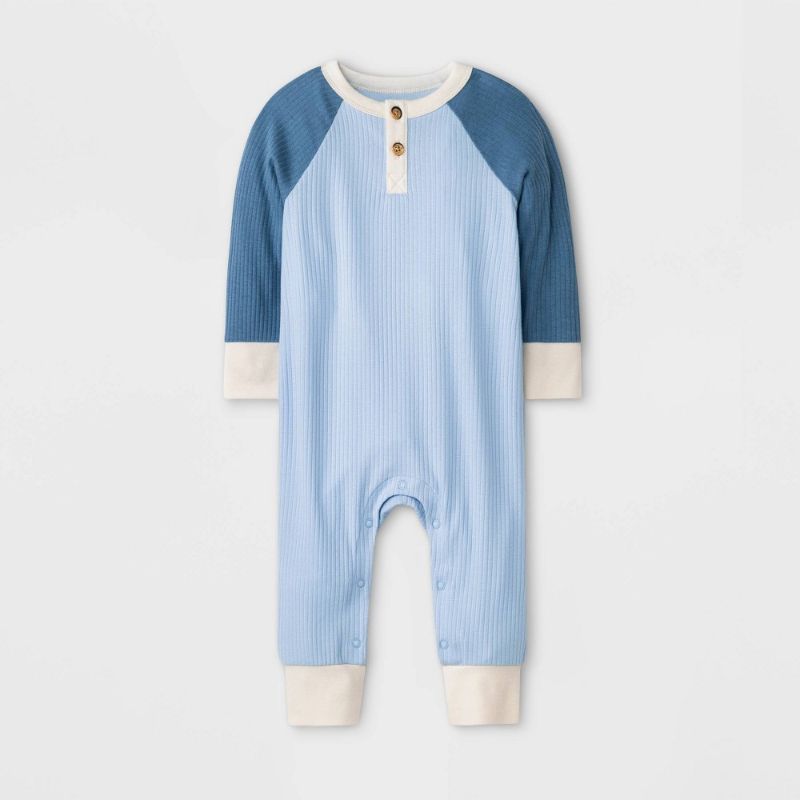 Photo 1 of Baby Boys' Henley Rib Romper - Cat & Jack™. SIZE 0-3M 