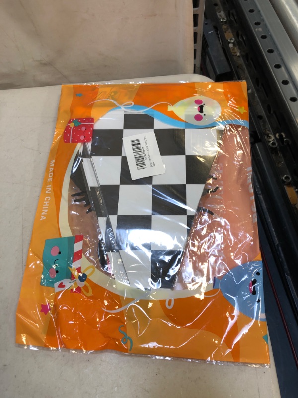 Photo 2 of BeYumi Race Car Two Fast Birthday Decorations Party Supplies with Black and White Checkered Triangle Flags Pennants Banner Latex Balloons for Kids Boys Let’s Go Racing Theme 2nd Birthday Sports Event