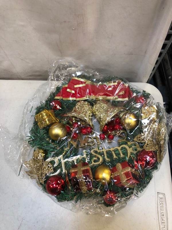 Photo 2 of 12 inch Christmas Wreath, Artificial Christmas Decorations, Suitable for Christmas Winter Home Decoration (Green-a)