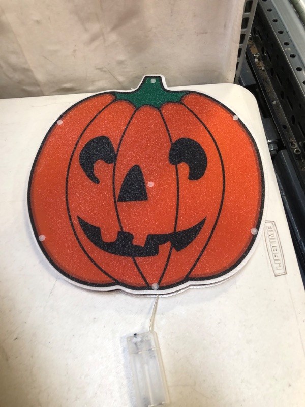 Photo 2 of Alladinbox 17'' Prelit Pumpkin Decorations Window Silhouette Holiday Display - Smiled Jack O' Lantern - Hanging/Tabletop Light Up Halloween Thanksgiving Fall Autumn Decor (Battery not Included)