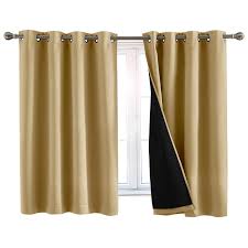 Photo 1 of 100% Blackout Window Curtains: Room Darkening Thermal Window Treatment with Light Blocking Black Liner for Bedroom, Nursery and Day Sleep - 2 Pack of Drapes, Sandstone (63” Drop x 52” Wide Each)
