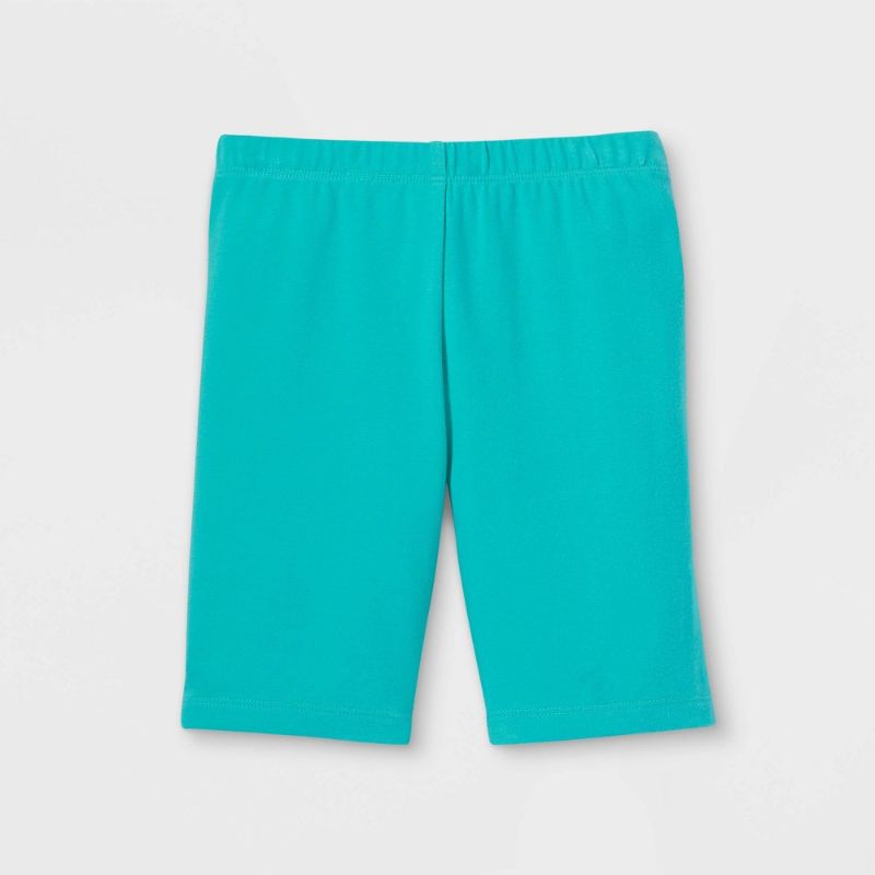 Photo 1 of Girls' Mid-Rise Bike Shorts - Cat & Jack™ Turquoise Green
SIZE XS 2 PACK 