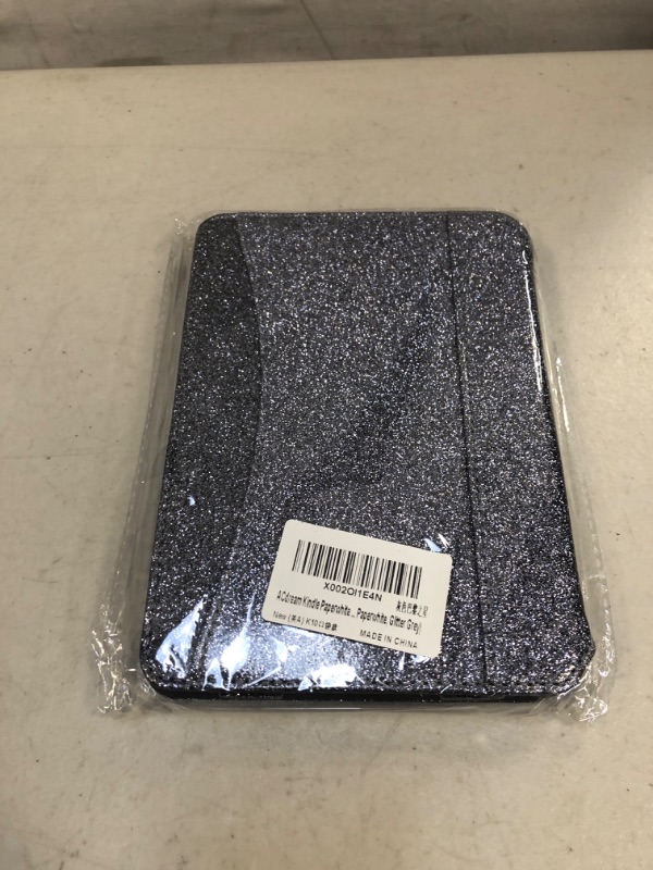 Photo 2 of ACdream Kindle Paperwhite Case 2018, Folio Smart Cover Leather Case with Auto Sleep Wake Feature for All New and Previous Kindle Paperwhite Models, Glitter Grey Glitter Grey Fit All New and Previous Kindle paperwhite