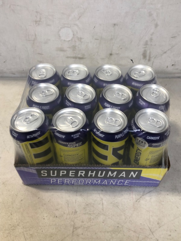 Photo 2 of C4 Energy Carbonated Zero Sugar Energy Drink, Pre Workout Drink + Beta Alanine, Purple Frost, 16 Fl Oz (Pack of 12) Purple Frost 16 Fl Oz (Pack of 12) EXP:02/2024
FACTORY SEALED