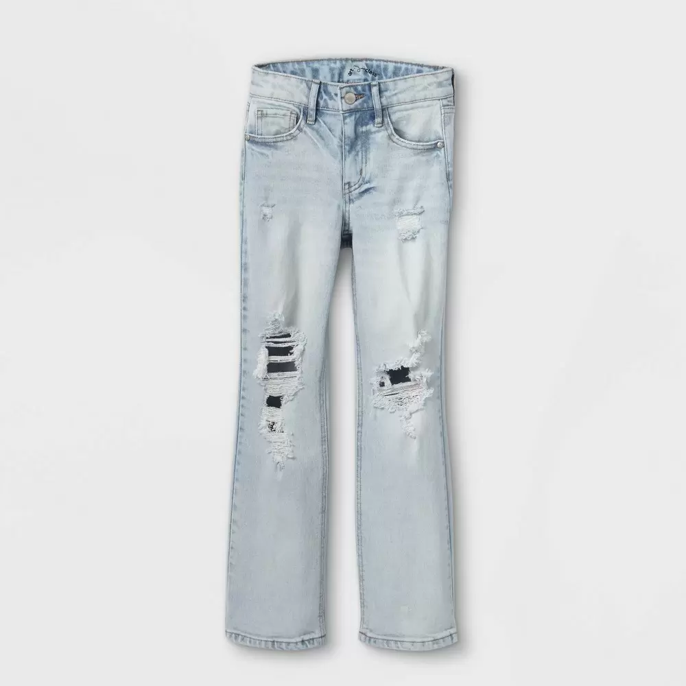 Photo 1 of Girls' Baggy High-Rise Straight Jeans - art class Light Wash SIZE 12
