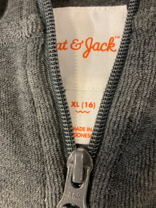 Photo 3 of Boys' Loop Terry Full Zip Mock Neck Sweatshirt - Cat & Jack Charcoal Gray XL
