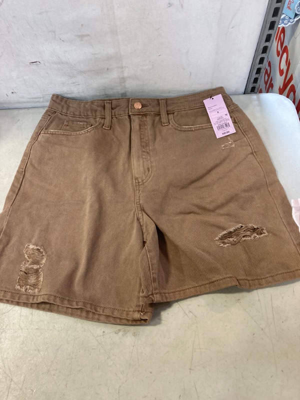 Photo 2 of High-Rise Mineral Dyed Bermuda Jean Shorts - Wild Fable Brown SIZE 8
