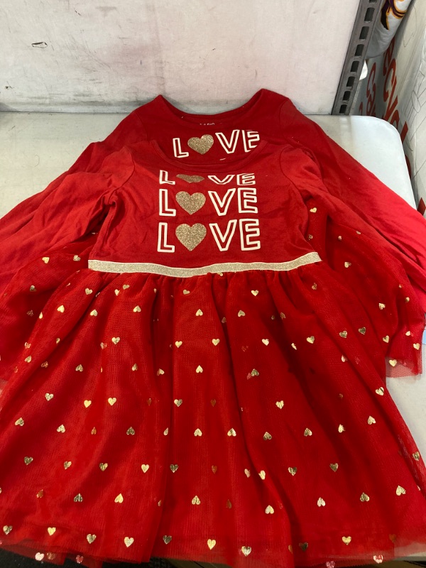 Photo 2 of 2 COUNT OF Toddler Girls' 'Love' Glitter Tutu Tulle Long Sleeve Dress - Cat & Jack Red 4T
