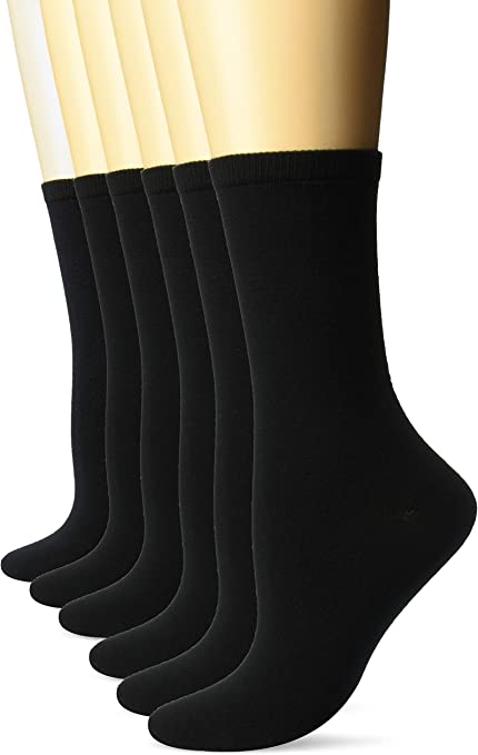 Photo 1 of 6 pair Diabetic Socks Mens size 10-13 White Crew shoe size 7-11.5 black
