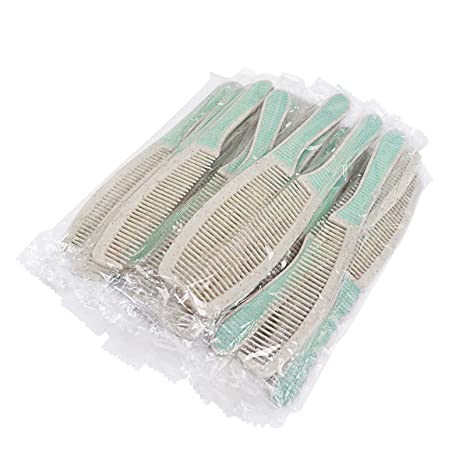 Photo 1 of 7.1 Inch Combs Individually Wrapped, Bulk Combs for Hotel, Salon, Homeless, and Airbnb (50 Pack, LightGreen Wheat Straw)