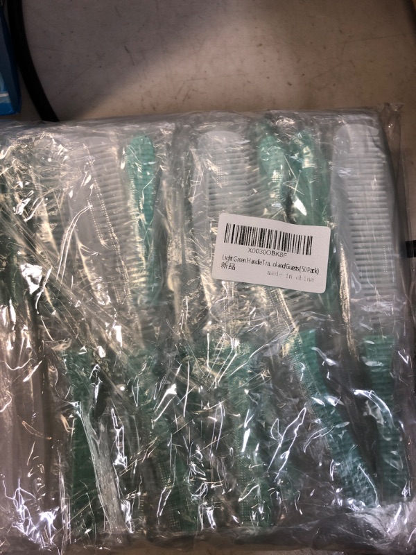 Photo 2 of 7.1 Inch Combs Individually Wrapped, Bulk Combs for Hotel, Salon, Homeless, and Airbnb (50 Pack, LightGreen Wheat Straw)