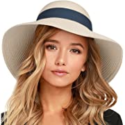 Photo 1 of FURTALK Womens Beach Sun Straw Hat UV UPF50 Travel Foldable Brim Summer UV Hat