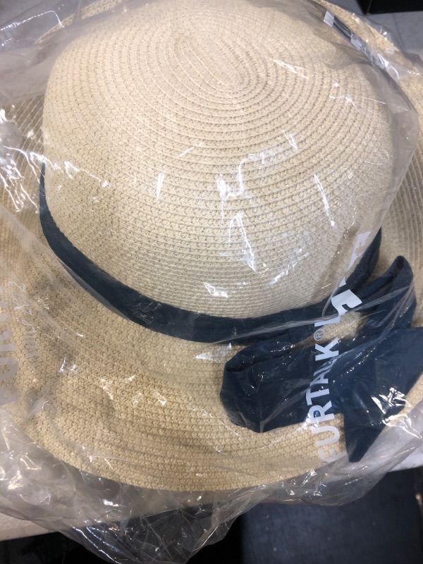 Photo 2 of FURTALK Womens Beach Sun Straw Hat UV UPF50 Travel Foldable Brim Summer UV Hat