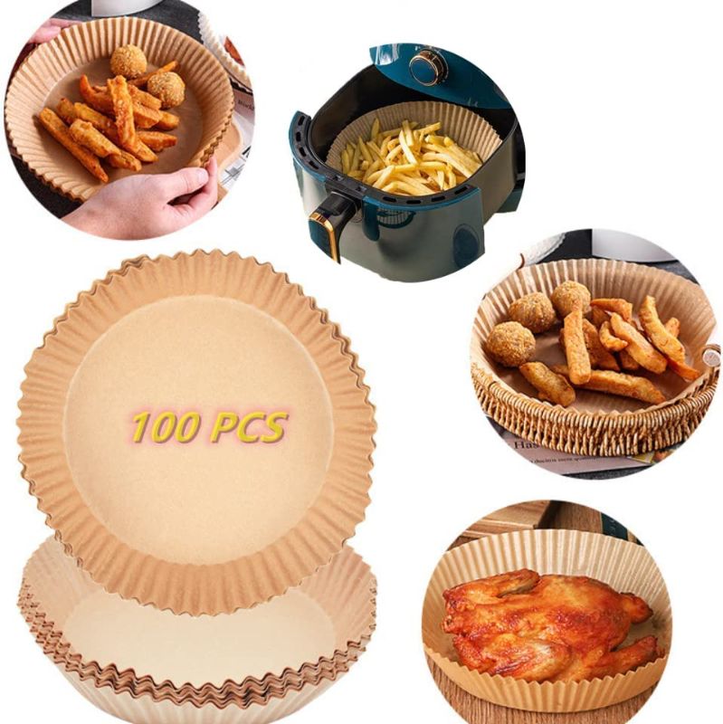 Photo 1 of 100 PCS Air Fryer Disposable Paper Liner,Air Fryer Parchment Paper Liners Non-Stick Disposable,Air Fryer Basket Liner Round Parchment, Baking Paper For Air Fryer
