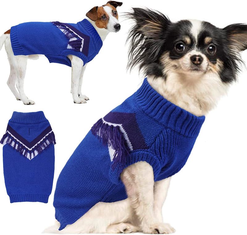 Photo 1 of Bonaweite Pet Dog Sweater Knitwear, Winter Warm Dog Sweaters Turtleneck Puppy Clothes for Christmas, Classic Small Dog Apparel Accessories with Leash Hole for Male/Female Small Medium Large Size Dogs SIZE XS