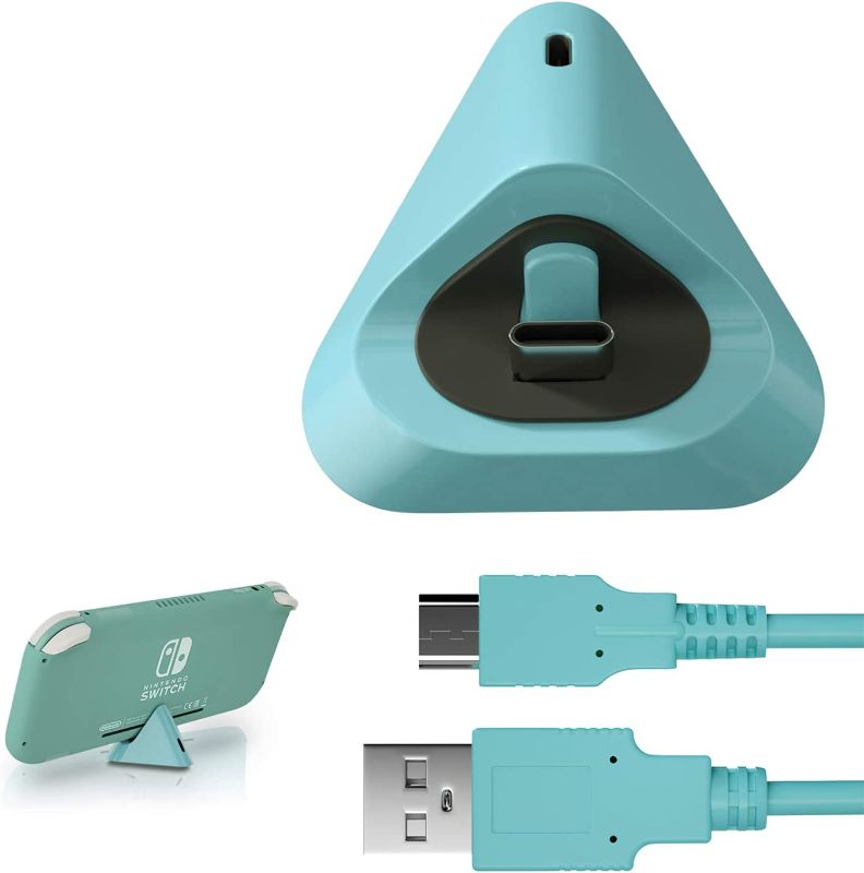 Photo 1 of ECHZOVE Charging Dock for Switch Lite, Charging Stand Station for Switch with Type-C Port and USB C Charging Cable - AnimalCrossingBlue
