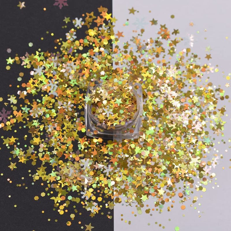 Photo 1 of 10 Grams/Pack - Christmas Holiday Snowflake Hollow Star Mixes Series Glitter - Festival Rave Beauty Makeup Face Body Nail Art Craft Tumbler Decoration CH138 -- FACTORY SEALED 
