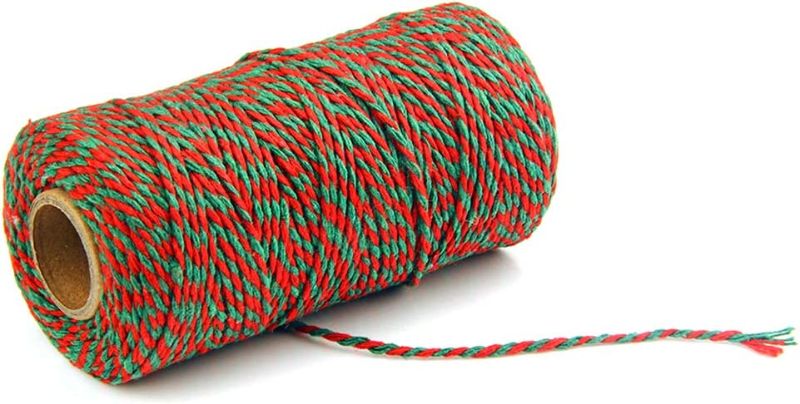 Photo 1 of AKOAK Bakers Twine,1 Roll 109 Yards Cotton Twine Packing String for Gift Wrapping,Crafts and Decoration (Red+Green) -- FACTORY SEALED 
