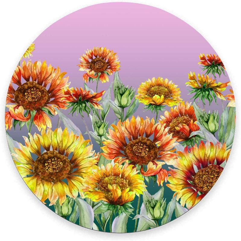 Photo 1 of Round Mouse Pad, Sunflowers Mouse Pad, Pretty Plant Gaming Mouse Mat Waterproof Circular Small Mouse Pad Non-Slip Rubber Base MousePads for Office Home Laptop Travel, 7.9"x0.12" Inch
