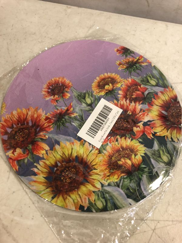 Photo 2 of Round Mouse Pad, Sunflowers Mouse Pad, Pretty Plant Gaming Mouse Mat Waterproof Circular Small Mouse Pad Non-Slip Rubber Base MousePads for Office Home Laptop Travel, 7.9"x0.12" Inch
