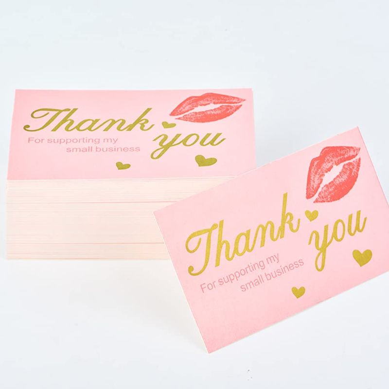 Photo 1 of Thank You for Supporting My Small Business Cards, Premium Look And Feel With Gold Foil Hearts (Business Card Sized 2"x3.5") 120 Sheets- Purchase Inserts to Support Small Business -- FACTORY SEALED 