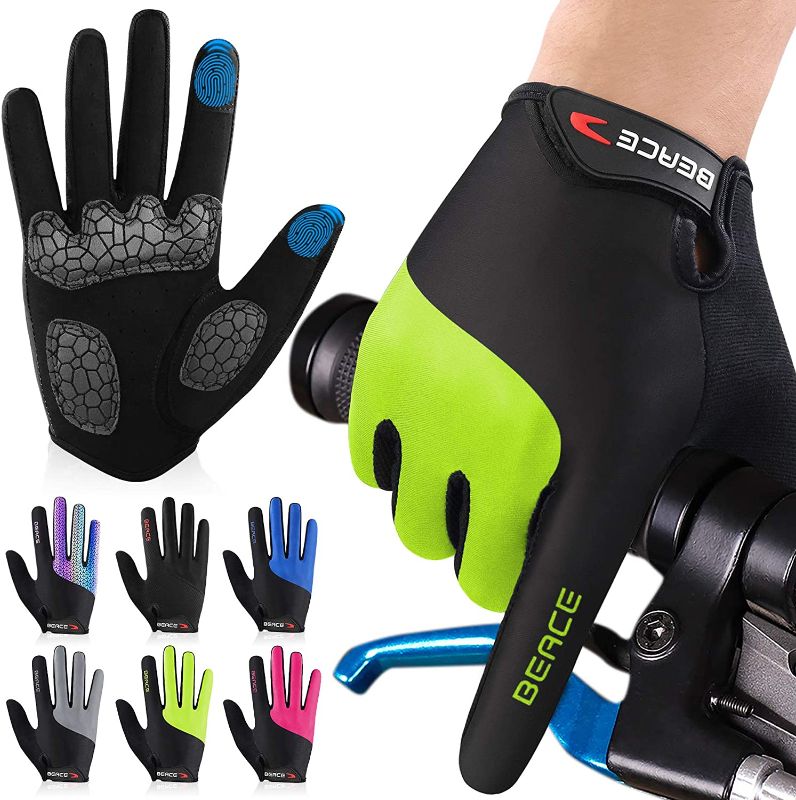 Photo 1 of BEACE Cycling Gloves Bike Gloves Biking Gloves for Women(Colorful Night Glow) with Touch Screen-Workout Gloves Full Finger Road Gloves Mountain Bike Gloves Anti-Slip Silicone Palm
