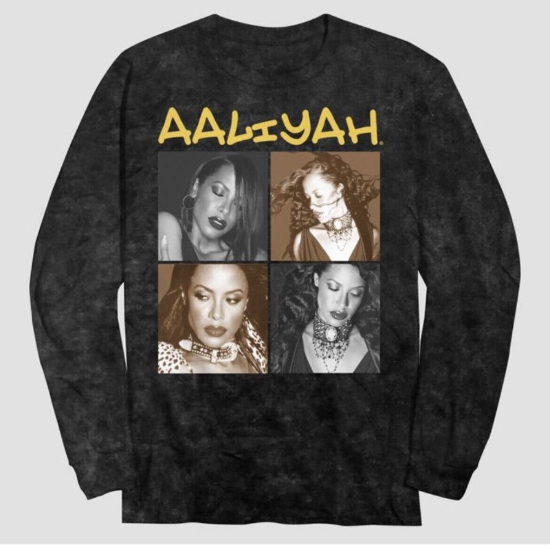 Photo 1 of Aaliyah R&B Long Sleeve Graphic T-Shirt Men's NWT Black Wash 90's S
