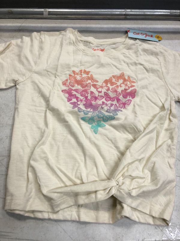Photo 1 of Girls' 'Butterfly Heart' Short Sleeve Graphic T-Shirt - Cat & Jack Cream M, Ivor
