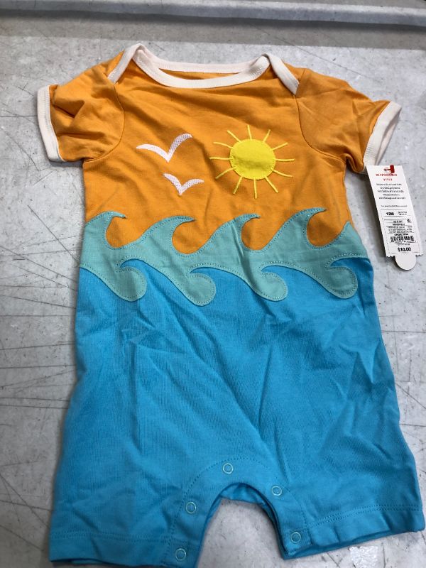 Photo 1 of Baby Seascape Applique Romper - Cat & Jack™ Light 12M