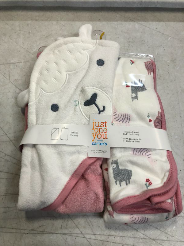 Photo 1 of Baby Girls' Llama Hooded Bath Towel - Just One You made by carter's Pink/White
