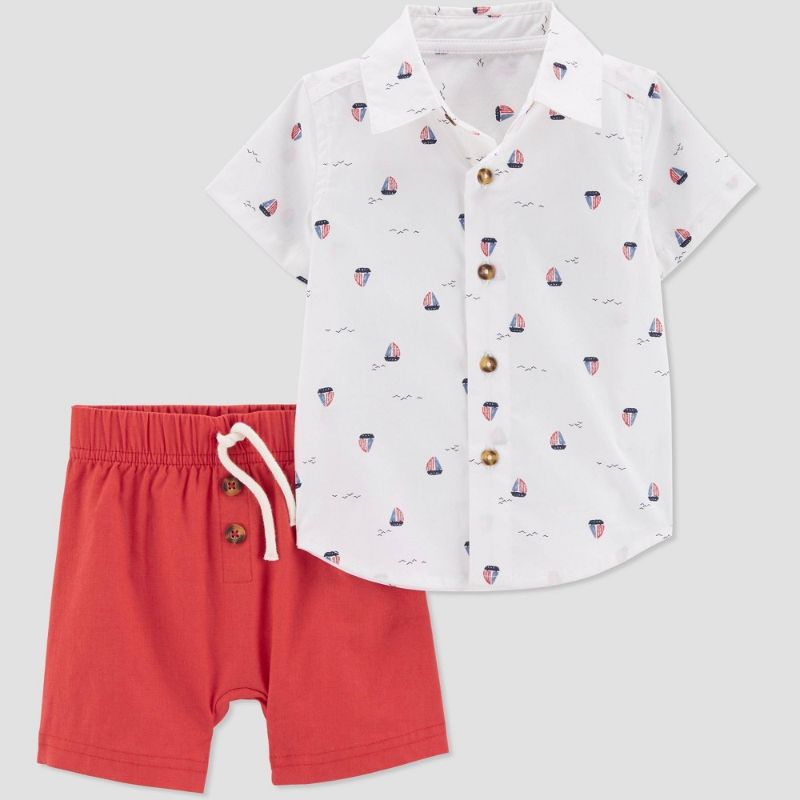 Photo 1 of Baby Boys' 2pc Sailboat Top & Bottom Set - Just One You® Made by Carter's White/Red 3M
