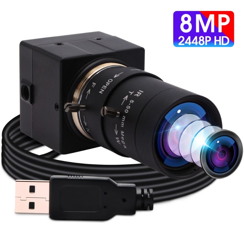 Photo 1 of ELP 8MP 3264X2448 Sony IMX179 CCTV USB Camera 5-50mm Varifocal CS Lens Hd USB Industrial Box Inside Surveillance USB Camera Webcam
