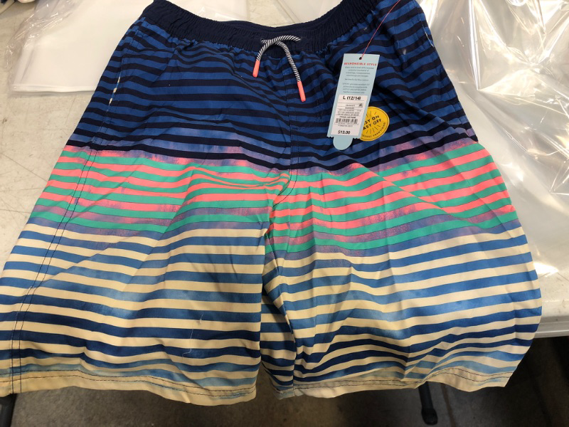 Photo 2 of  Boys' Striped Volley Swim Trunks SIZE LARGE 12-14